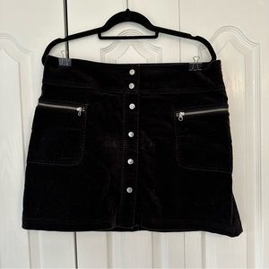 Gap Black Velvet Mini Skirt W/ Silver Detailing - image 1